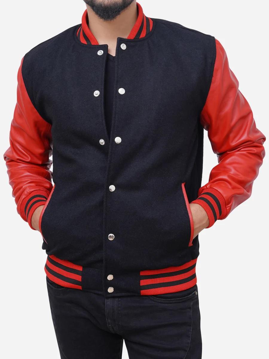Mens Wool Blended Varsity Baseball Letterman Jacket