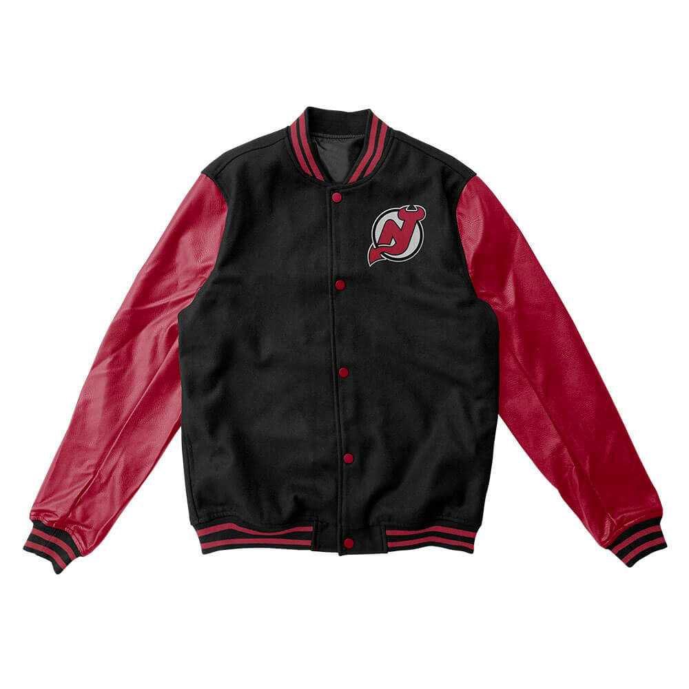 New Jersey Devils Black And Red Varsity Jacket