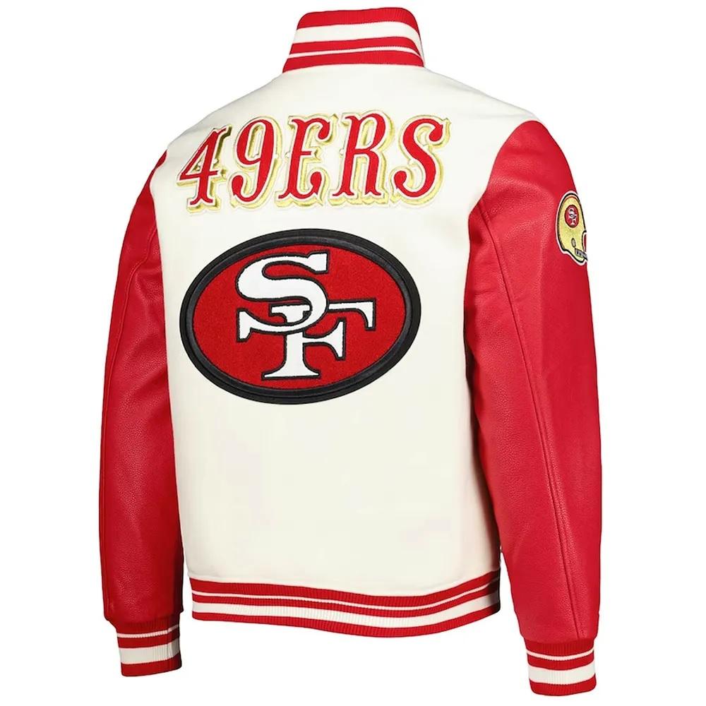San Francisco 49ers Retro Classic Cream And Red Varsity Jacket