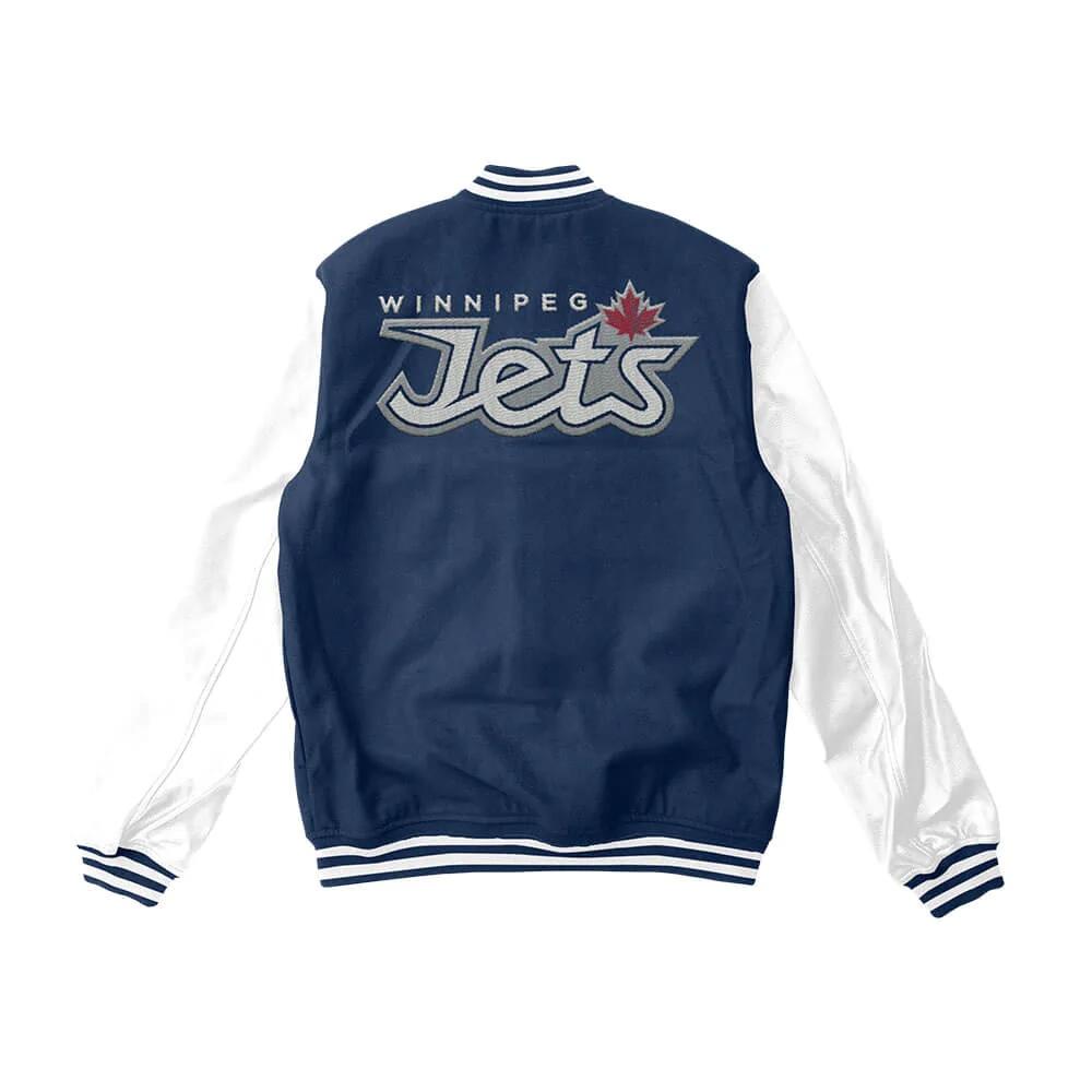 Winnipeg Jets Navy Blue And White Varsity Jacket
