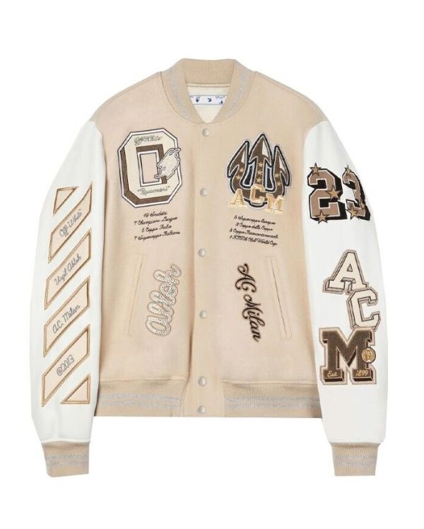 Ac Milan Off White Varsity Jacket