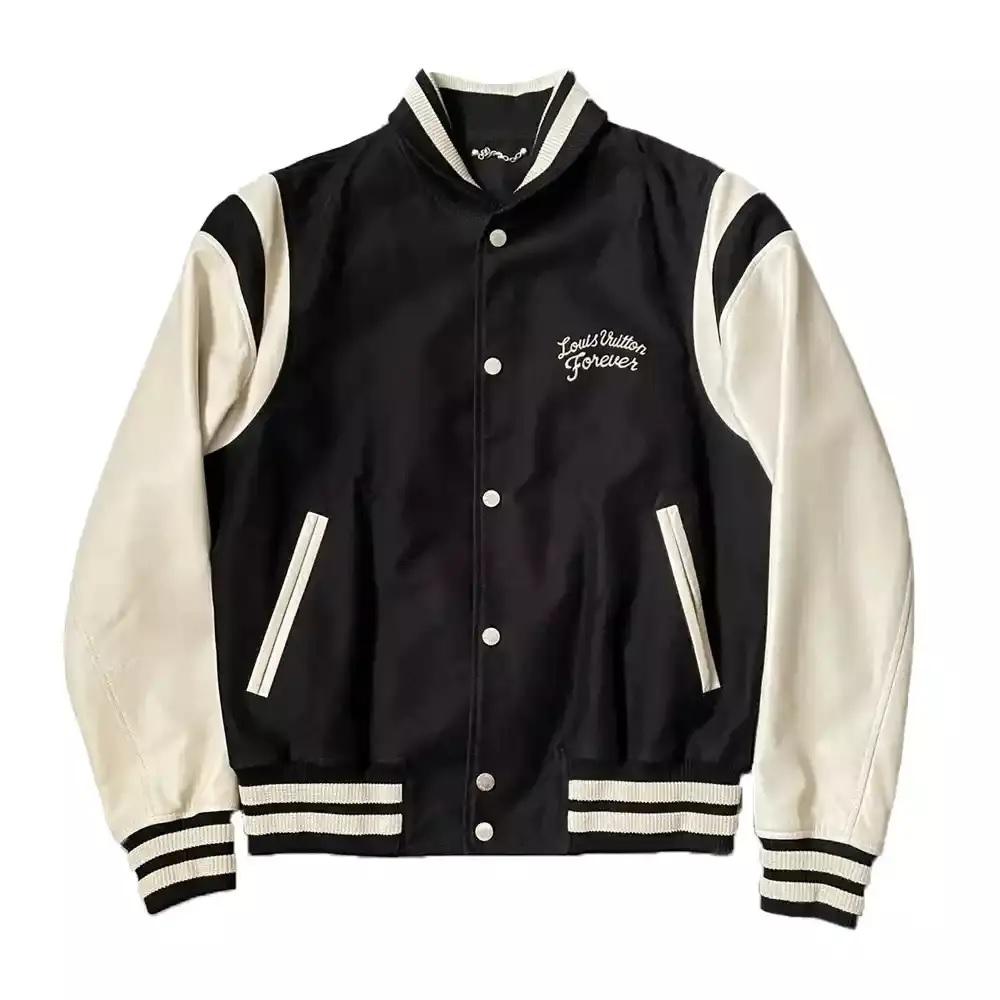 Louis Vuitton Forever Black & White Leather Varsity Jacket