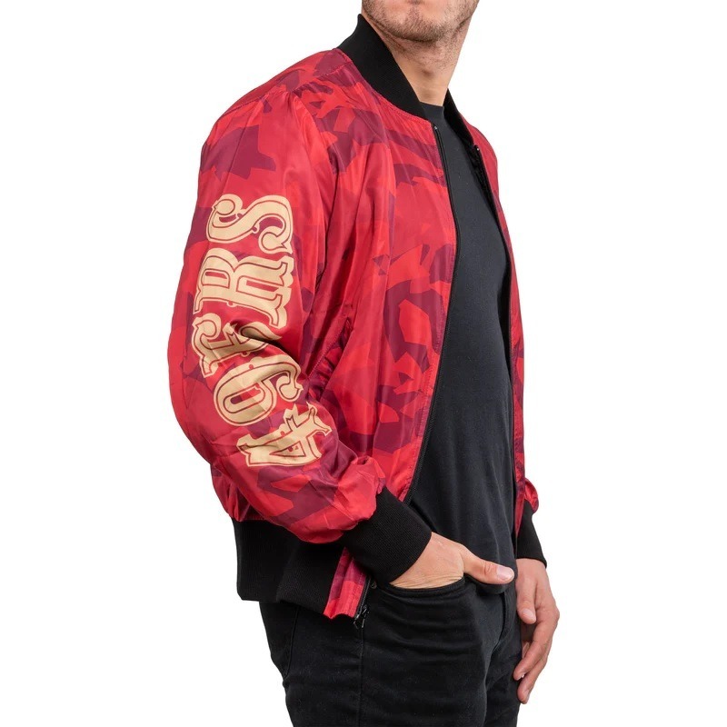 San Francisco 49ers Nfl Mens Camo Bomber Jacket