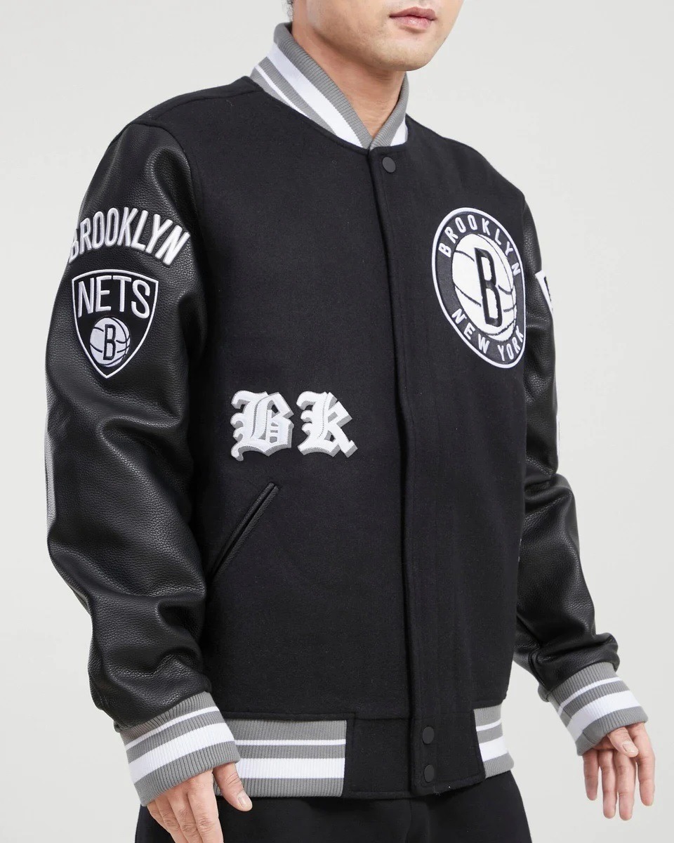 Brooklyn Nets Old English Wool Varsity Jacket