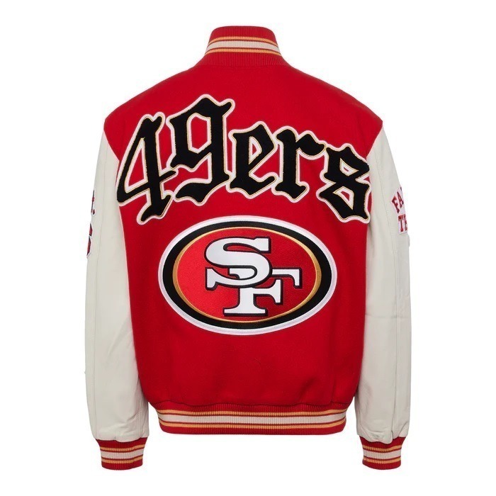 San Francisco 49ers Black & Red Wool Letterman Jacket