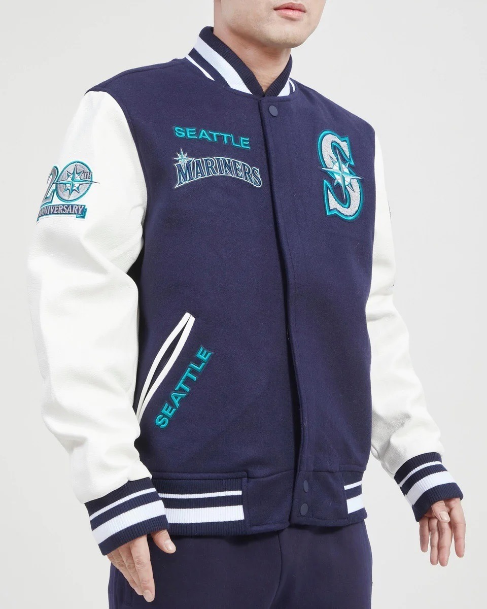 Seattle Mariners Retro Classic Rib Wool Varsity Jacket