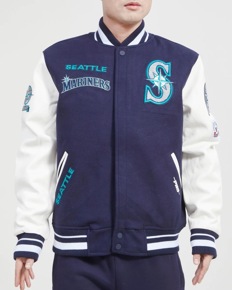 Seattle Mariners Retro Classic Rib Wool Varsity Jacket