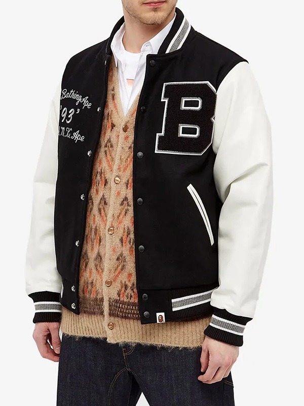 A Bathing Ape Bape Black Varsity Jacket