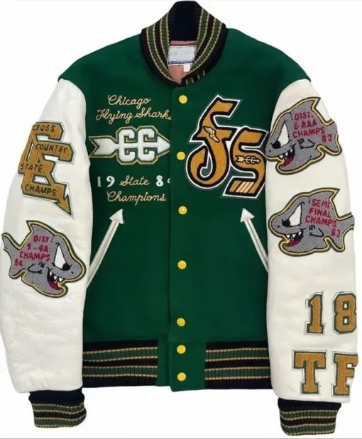 Chicago Flying Shark Green Varsity Jacket