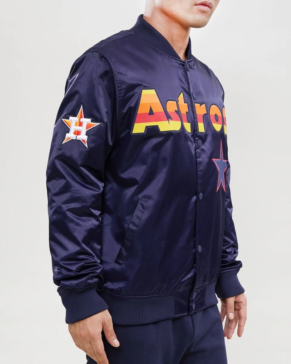 Houston Astros Wordmark Satin Varsity Jacket