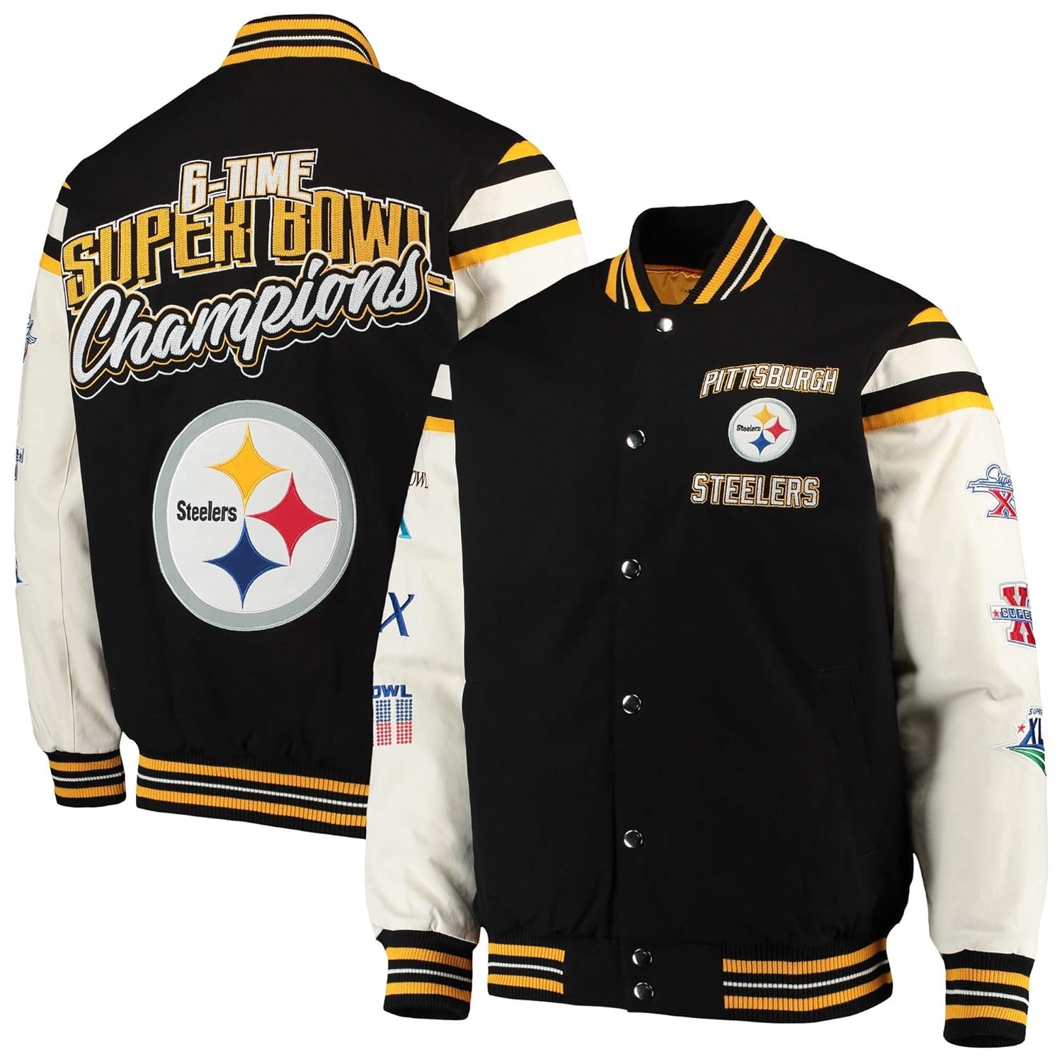 Super Bowl Champions Pittsburgh Steelers Black Letterman Jacket