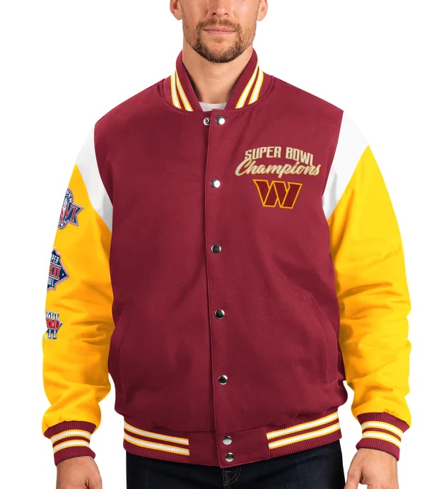 Washington Commanders 3 Time Super Bowl Varsity Jacket