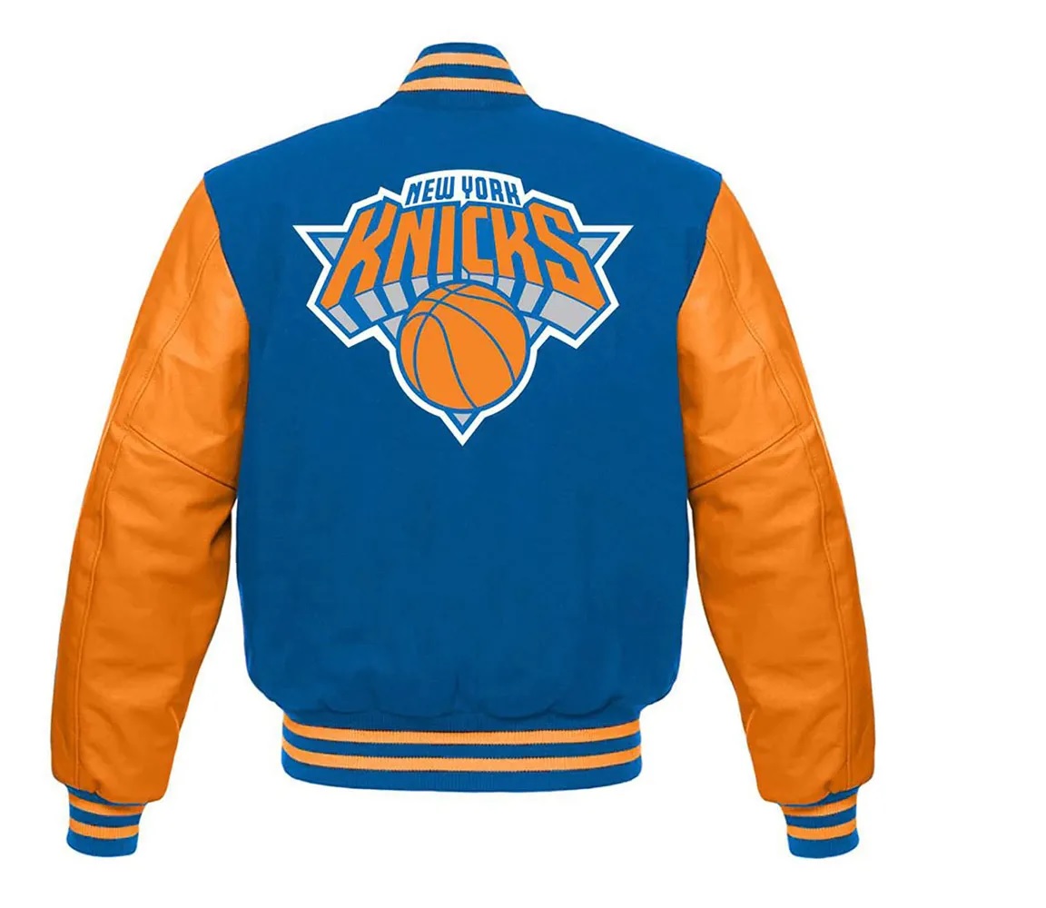 NY Knicks Blue and Orange Varsity Jacket