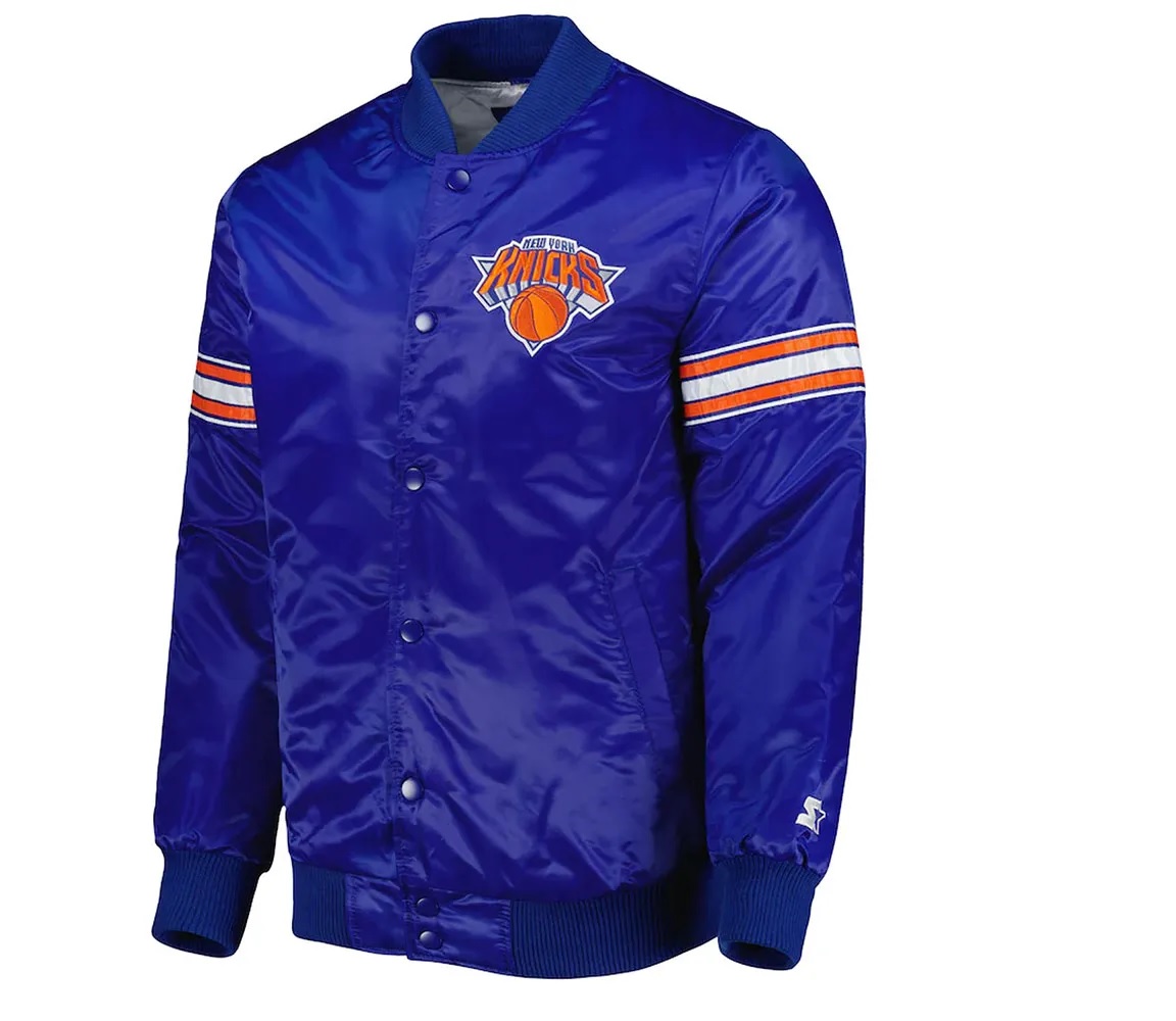 NY Knicks Pick & Roll Blue Satin Jacket