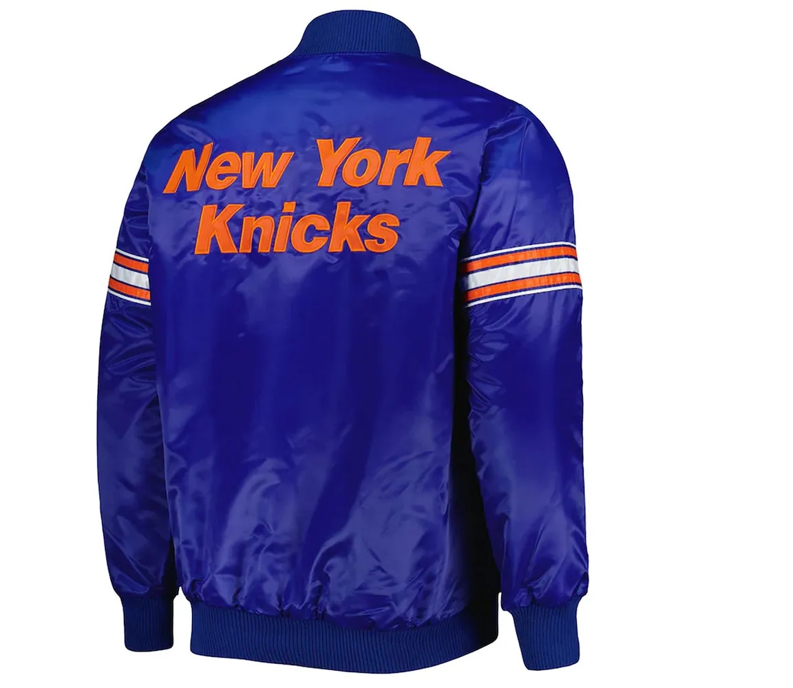 NY Knicks Pick & Roll Blue Satin Jacket