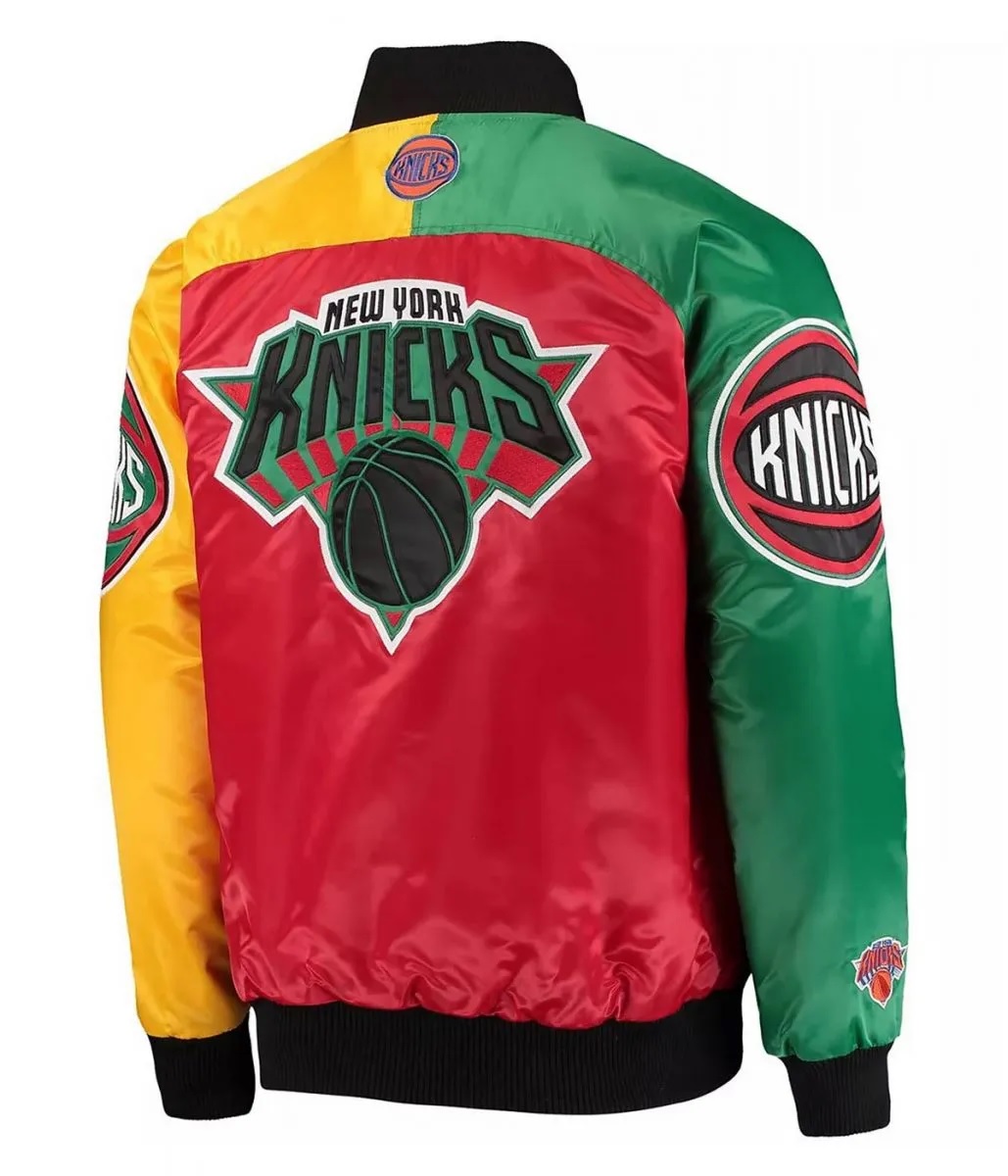 NY Knicks Ty Mopkins Satin Full-Snap Black and Red Jacket