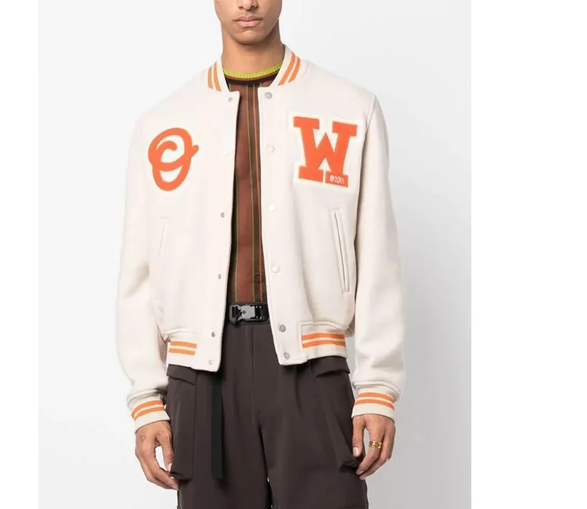 OW Logo-Patch Off-White Varsity Jacket
