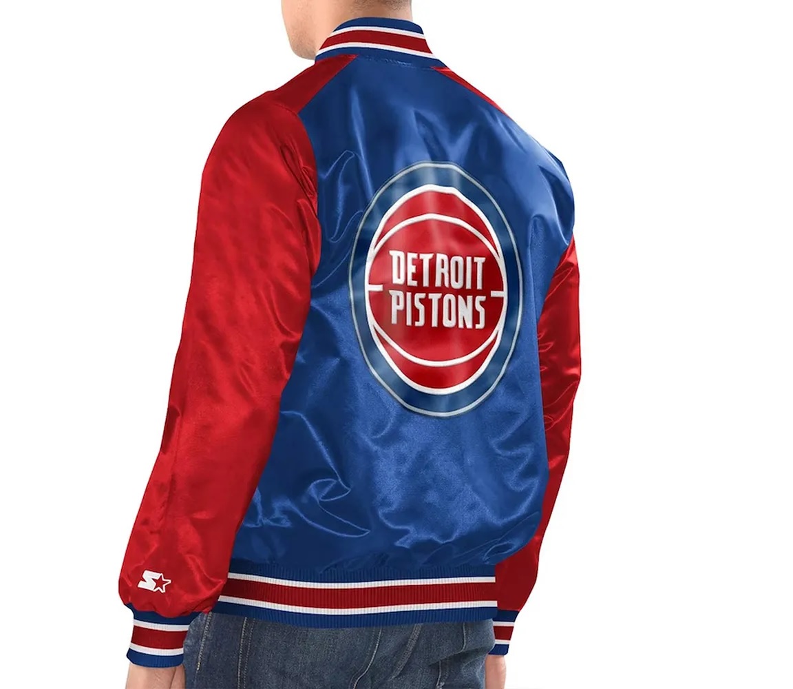Royal/Red Detroit Pistons Renegade Varsity Satin Jacket