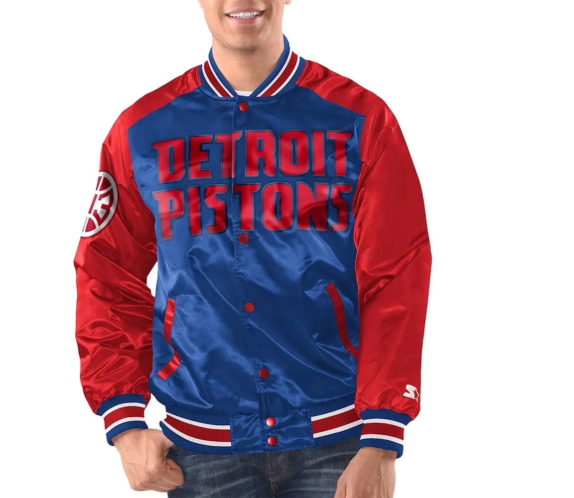 Royal/Red Detroit Pistons Renegade Varsity Satin Jacket