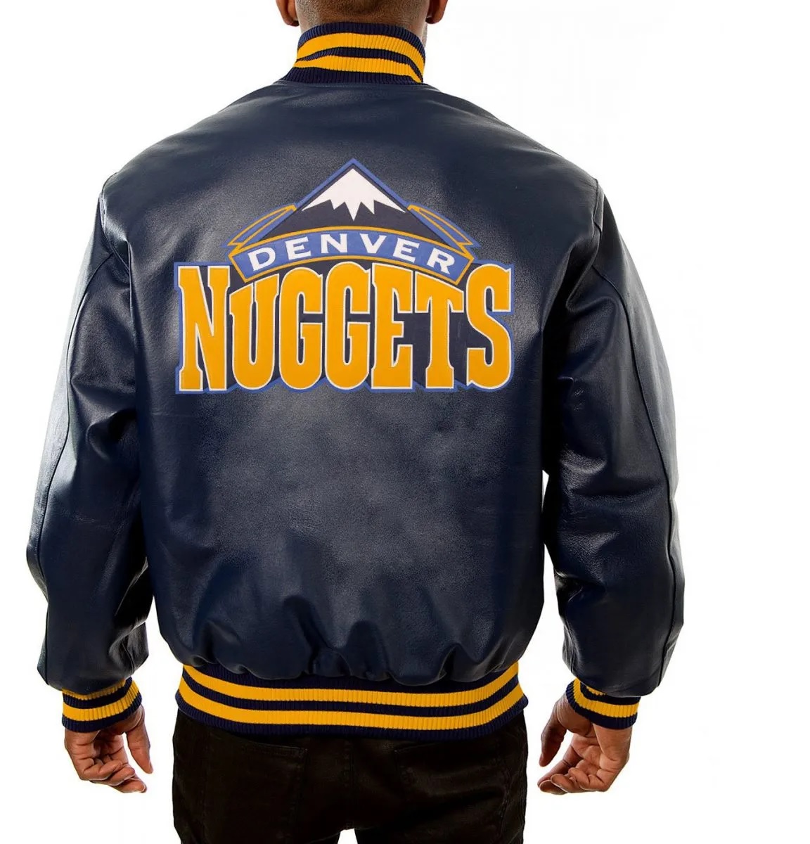 Varsity Denver Nuggets Navy Blue Leather Jacket