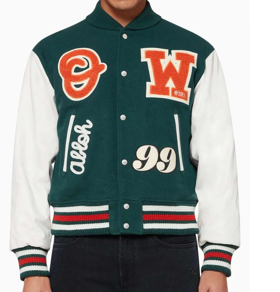Varsity Green and White Letterman Jacket