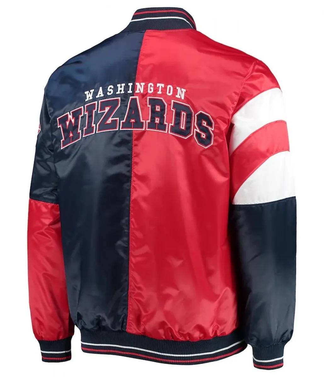 Washington Wizards Leader 75th Anniversary Navy Blue and Red Satin Jacket
