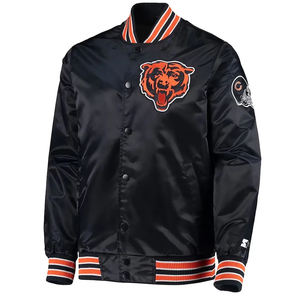 Black The Diamond Chicago Bears Retro Satin Jacket