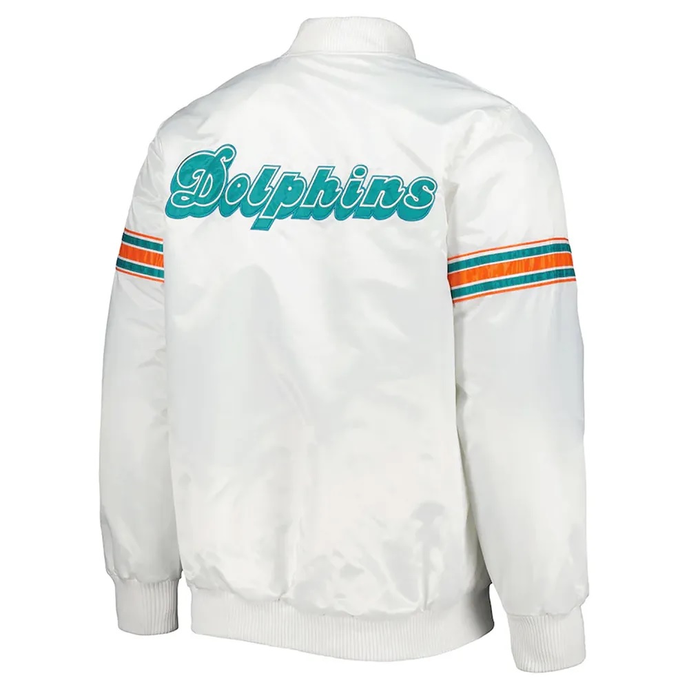 Miami Dolphins The Power Forward White Full-Snap Satin Jacket