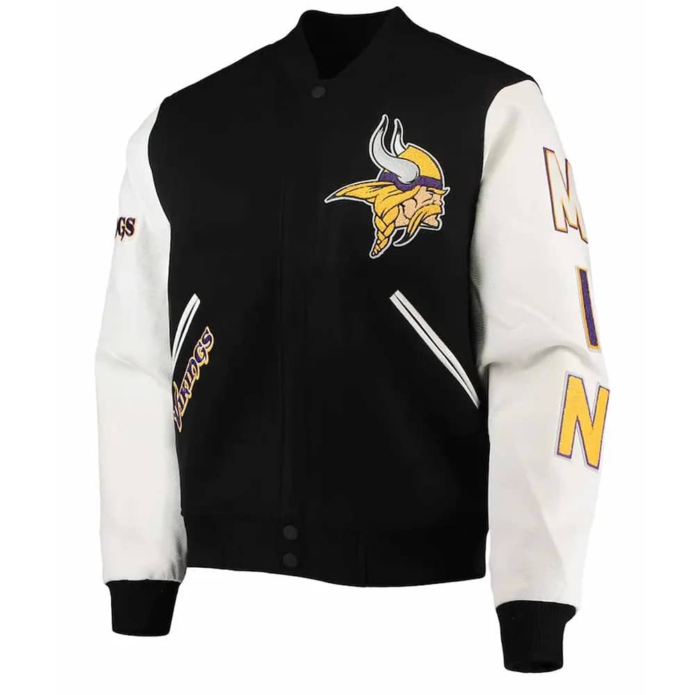 Minnesota Vikings Varsity Black and White Jacket