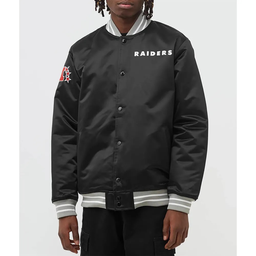 Oakland Raiders Heavyweight Black Satin Jacket
