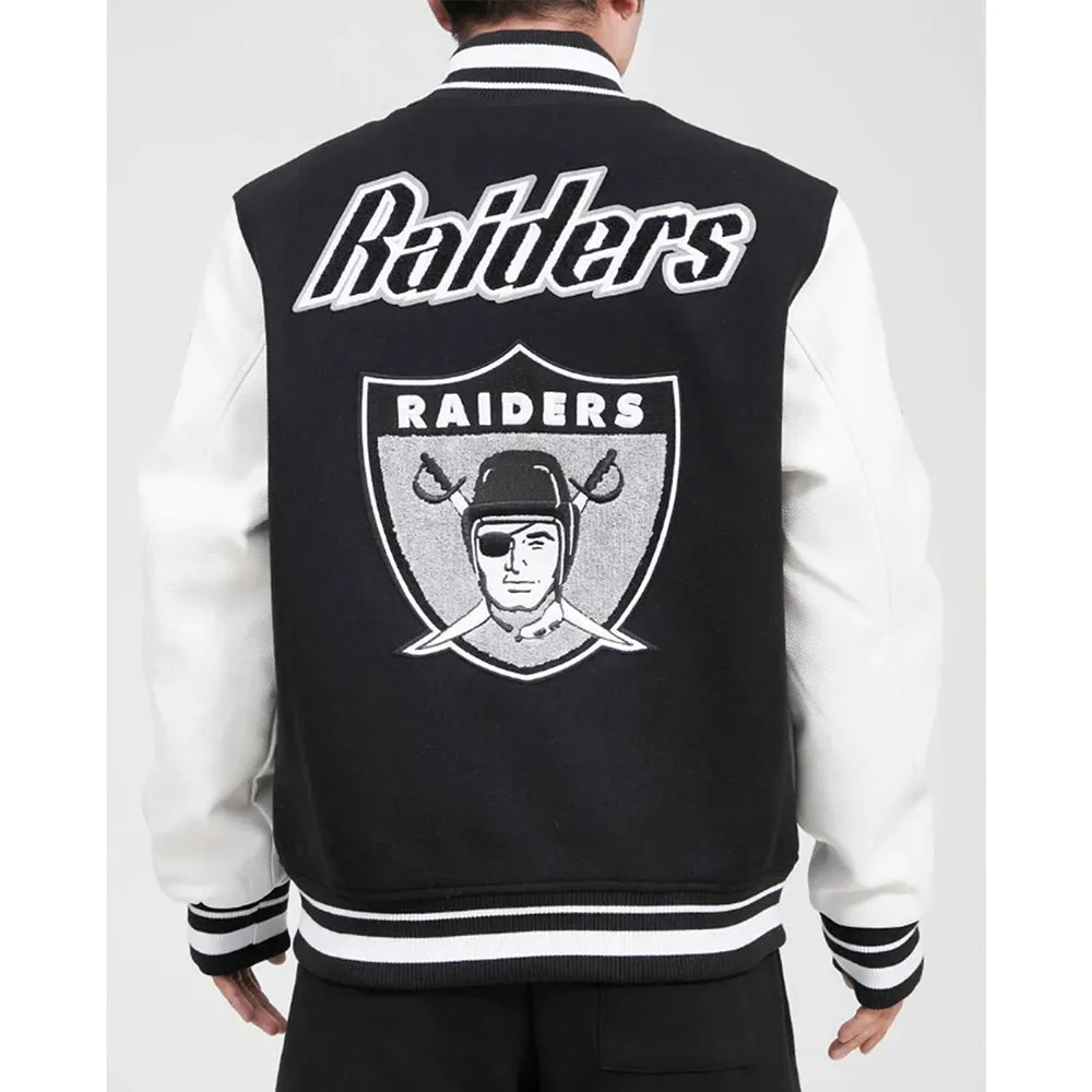 Pro Los Vegas Raiders Varsity Black and White Jacket