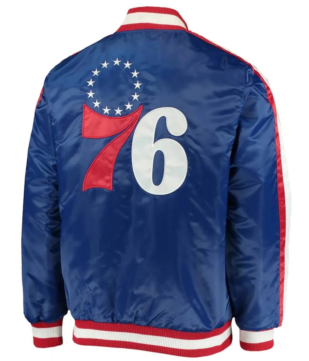 The Offensive Philadelphia 76ers Varsity Royal Blue Satin Full-Snap Jacket
