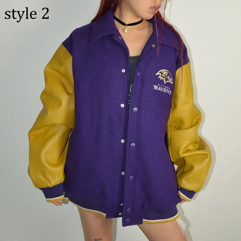 Varsity Baltimore Ravens Purple and Yellow Jacket