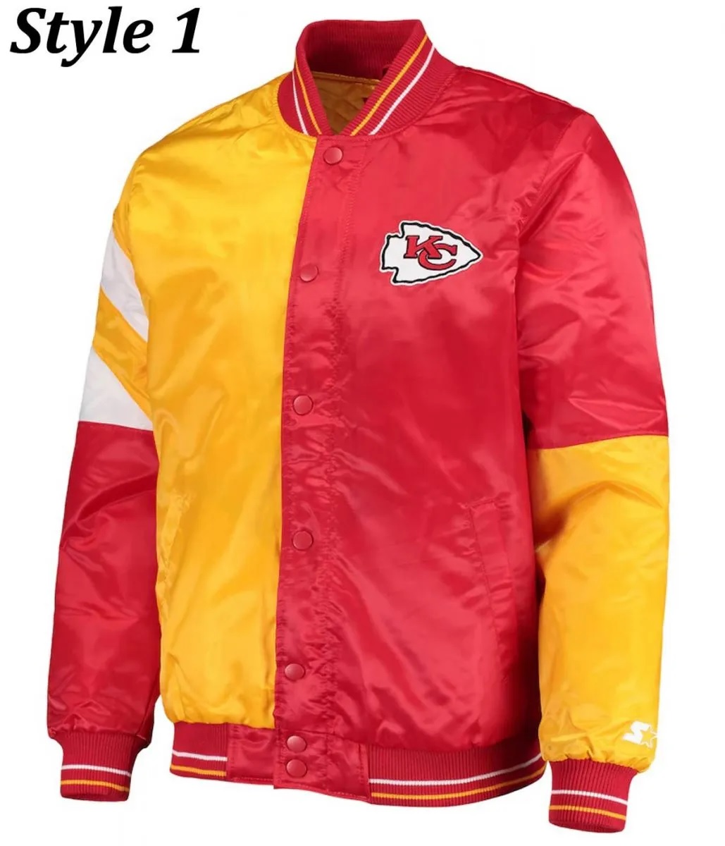 Varsity Kansas City Chiefs Red and Yellow Satin Jacket