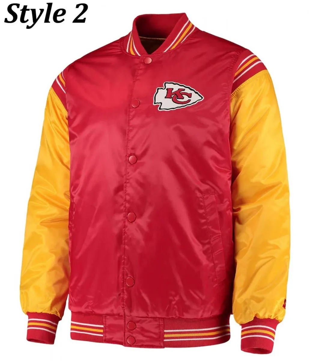 Varsity Kansas City Chiefs Red and Yellow Satin Jacket