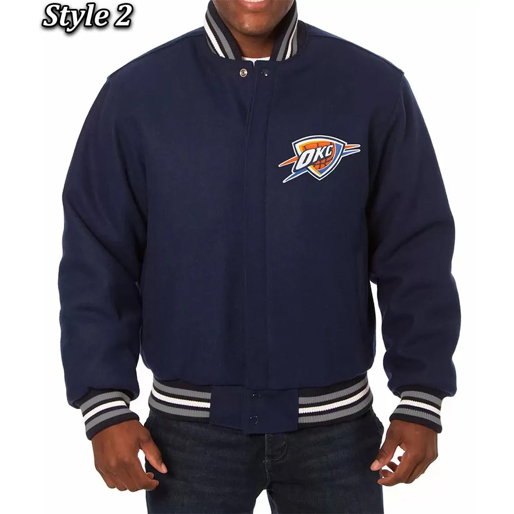 Varsity Oklahoma City Thunder Navy Wool Jacket