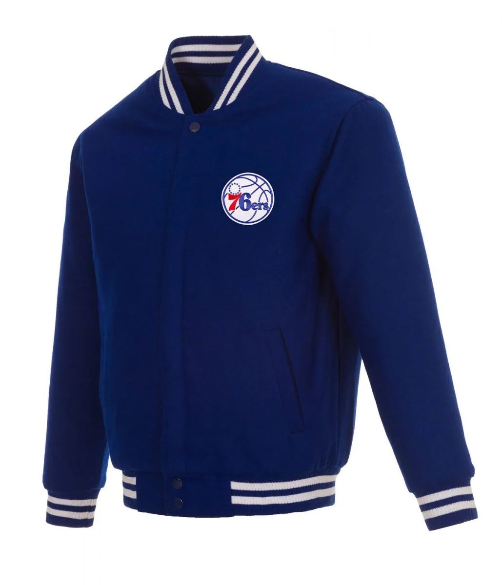 Varsity Philadelphia 76ers Royal Blue Wool Jacket
