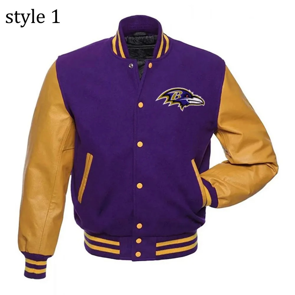 Varsity Baltimore Ravens Purple and Yellow Jacket