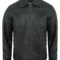 Men's Black Rub-Off Lambskin Leather Motorcycle Jacket with Turn-Down Collar