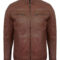 Brown Men’s Lambskin Cafe Racer Leather Jacket