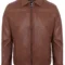 Men's Brown Real Lambskin Leather Motorcycle Jacket with Turn-Down Collar