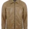 Men's Camel Real Lambskin Leather Motorcycle Jacket with Turn-Down Collar