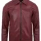 Men's Maroon Real Lambskin Leather Motorcycle Jacket with Turn-Down Collar