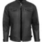 Men's Black Leather Biker Jacket with Quilted Shoulders.