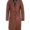 Women’s Brown Leather Car Coat – Genuine Lambskin Long Jacket