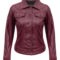 Real Lambskin Maroon Trucker Jacket – Vintage Style for Women