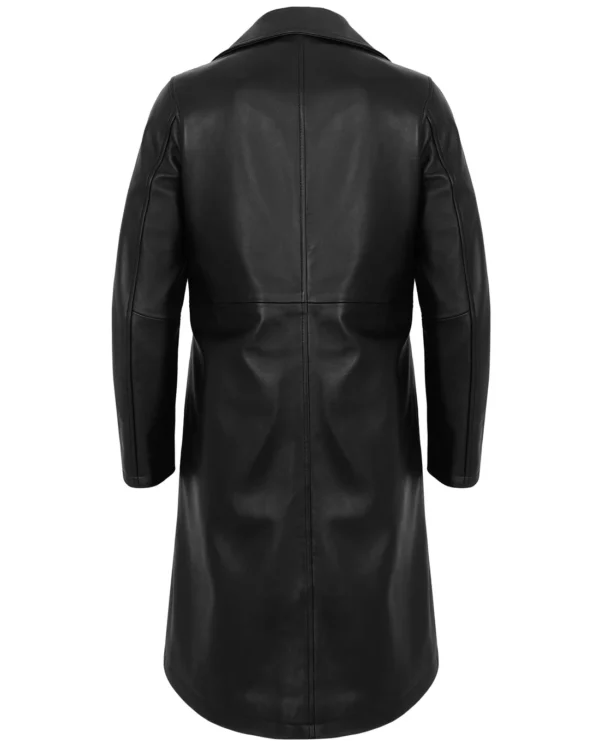 Women’s Black Leather Car Coat – Genuine Lambskin Long Jacket