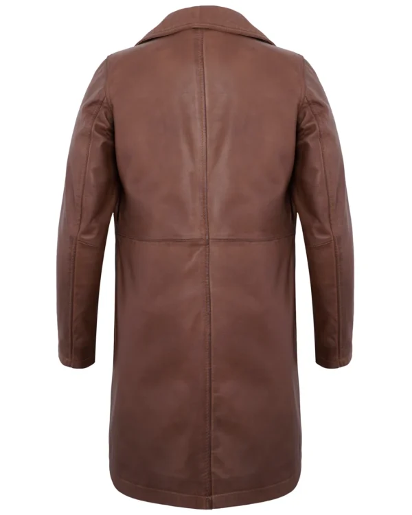 Women’s Brown Leather Coat – Genuine Lambskin Vintage Long Jacket