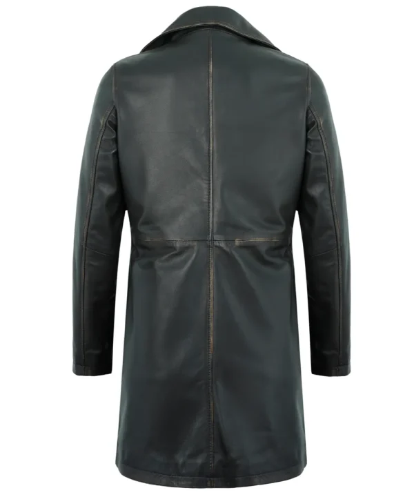 Women’s Long Leather Coat – Genuine Rub-Off Lambskin Vintage Jacket