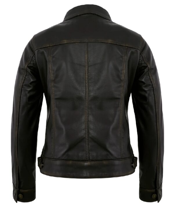 Vintage Ruboff Lambskin Trucker Leather Jacket for Women